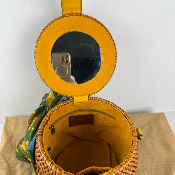 Patricia Nash 10th Anniversary Rare Yellow Wicker Basket Mirror Crossbody Purse. - Picture 11 of 16